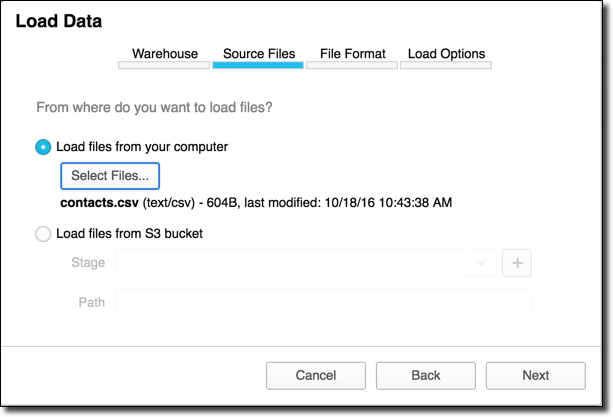 Loading Using The Web Interface Limited Snowflake Documentation